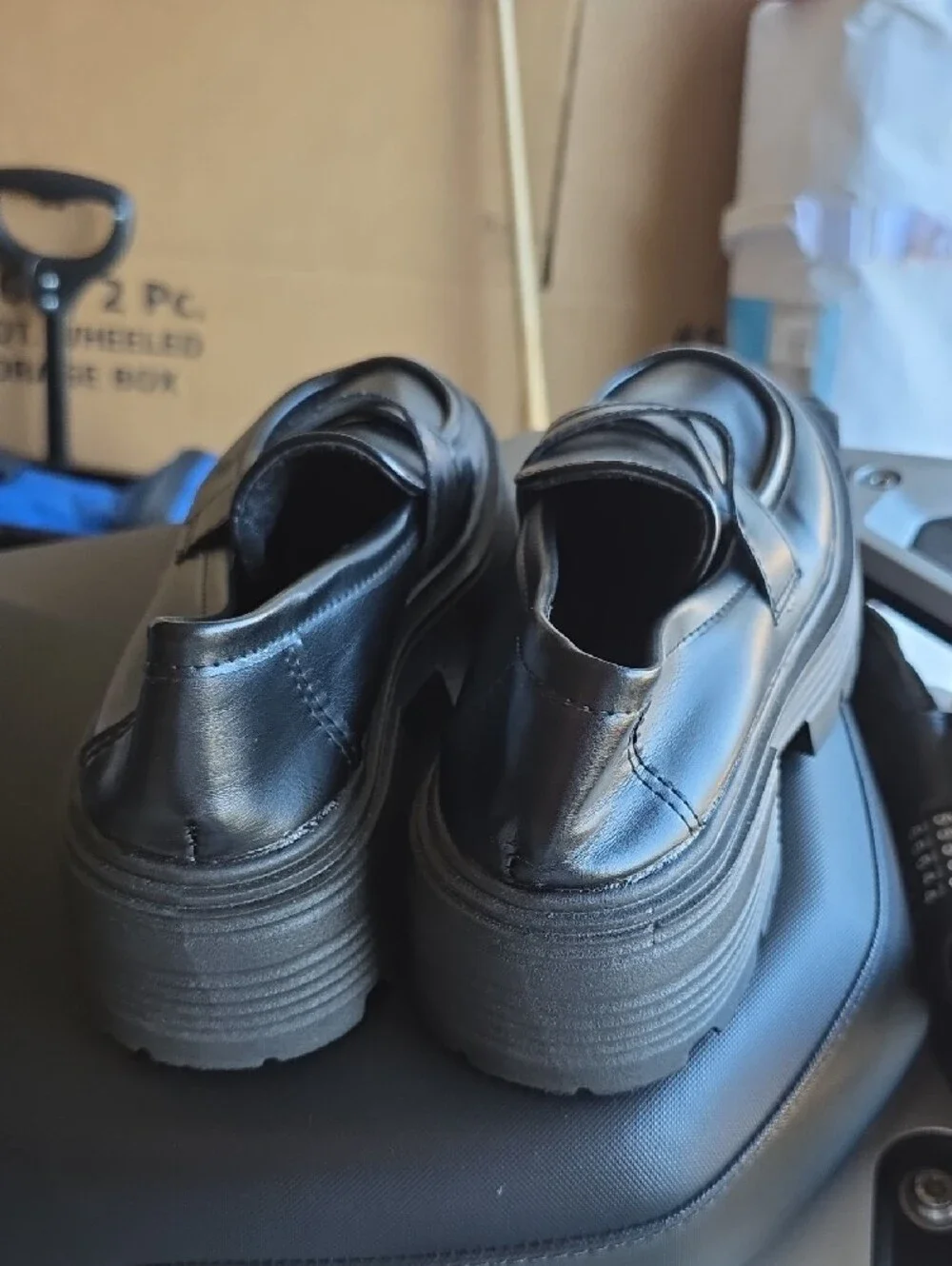 Black Leather  Loafers - Classic Slip-On Style